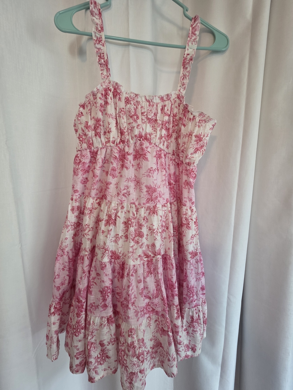 Altar'd State Pink Floral Tiered Mini Dress